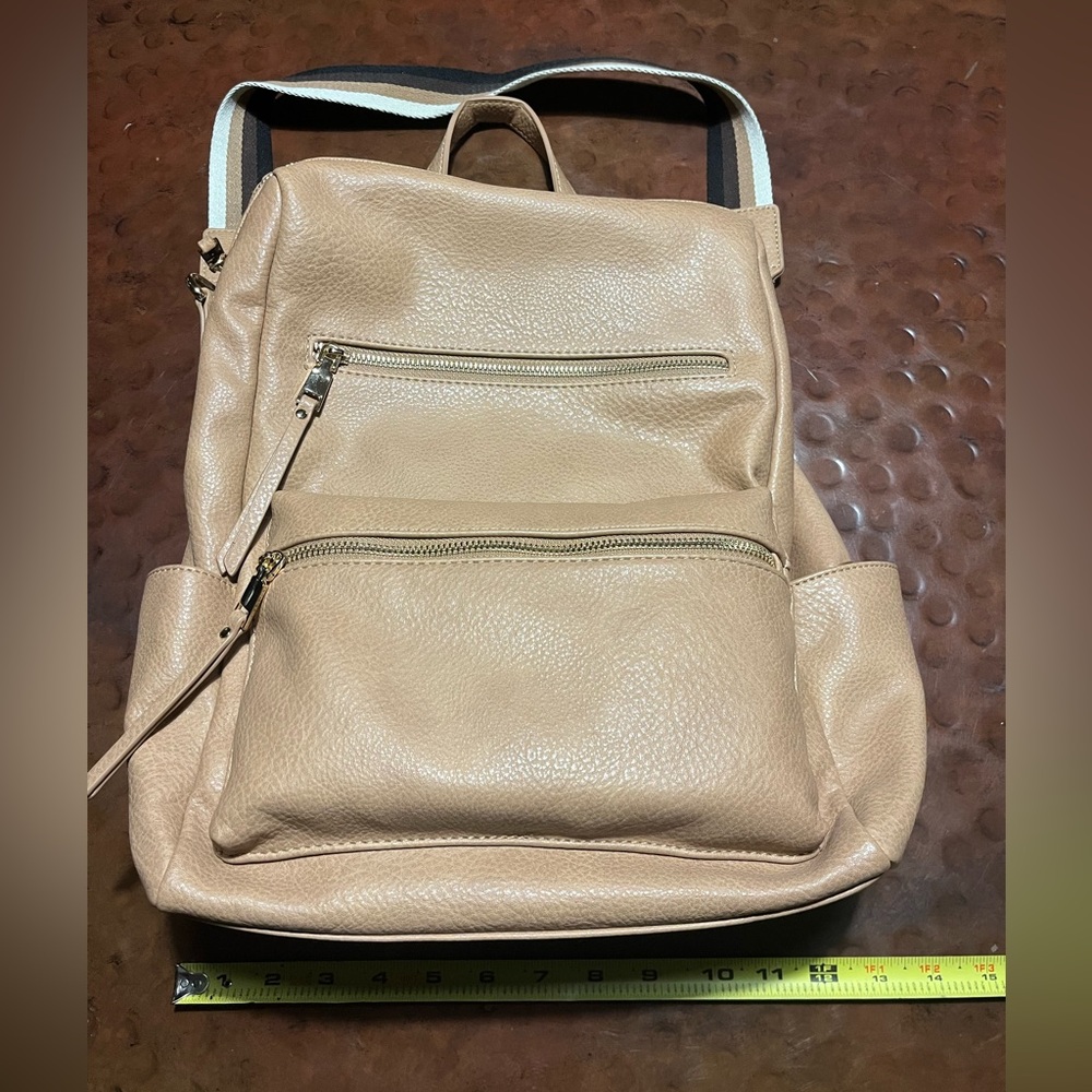 Taupe Vegan Leather - convertible diaper bag - NWOT boutique - Picture 7 of 9